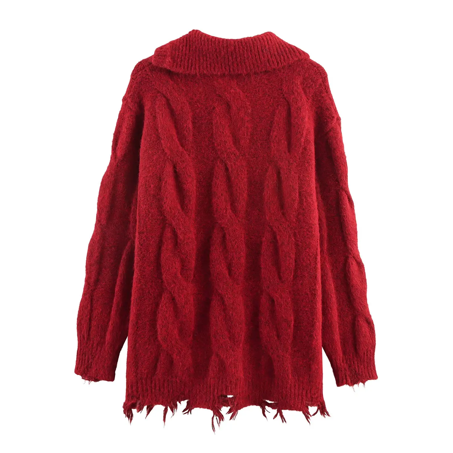 JNLEAOG Herfst Nieuwe Sle vrouwen Gebreide Trui Vintage Verzwakte Twist Head over Truien Straat Sle Loose Fit Lange Sve