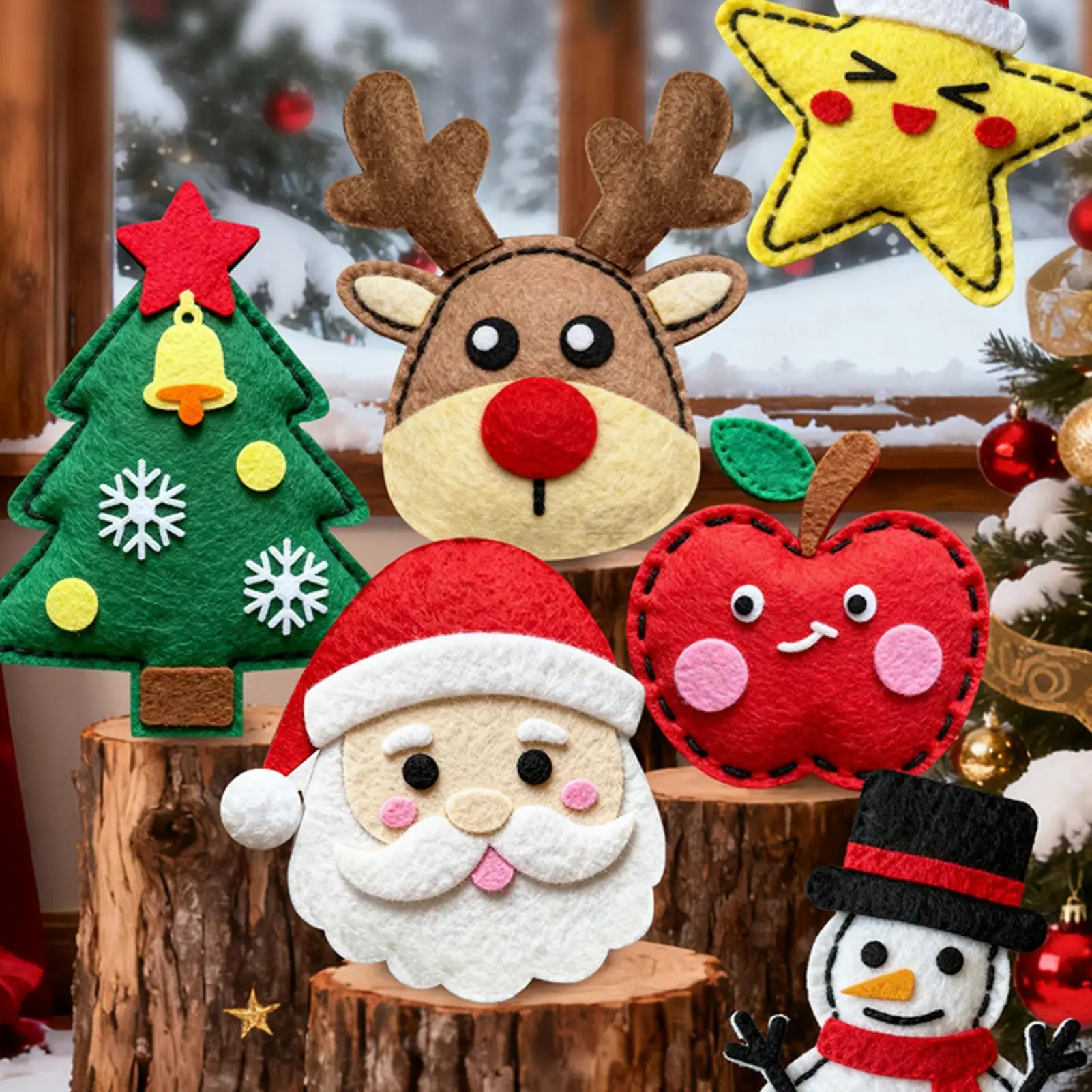 Sewing Kit Kids Make 6 Pieces Christmas Decoration Fun Christmas Sewing Kindergarten Preschool Activity Holiday Window Party
