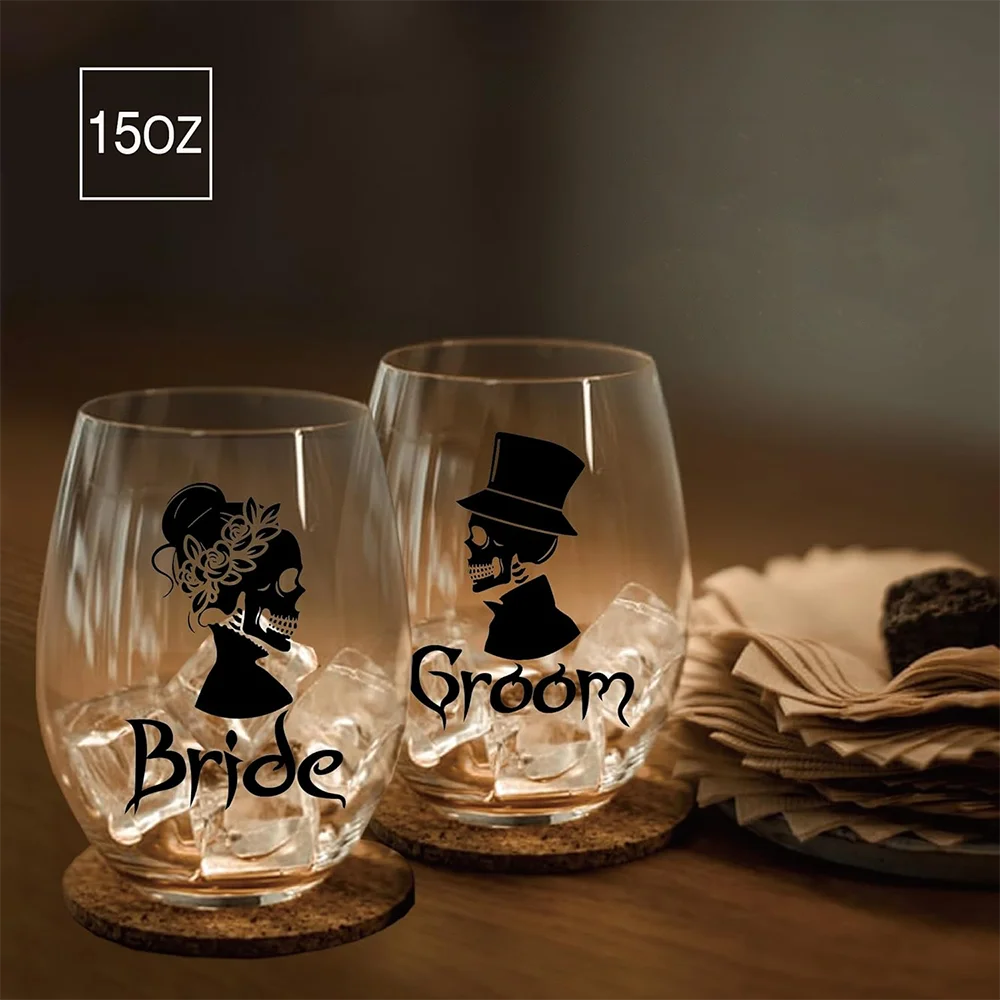 

1pcs Skull Wine Glass Cup Zombie Design Valentine's Day Autumn Halloween Anniversary Wedding Party Couple Bride and Groom Gifts