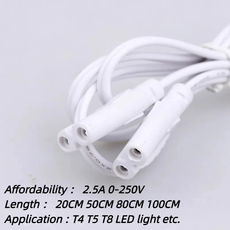 Cabo de conexão de luminária de tubo led t4 t5 t8, conector de tubo de led de 2 pinos, cabo de extremidade dupla, cabos de extensão de ligação de luz, 1 peça