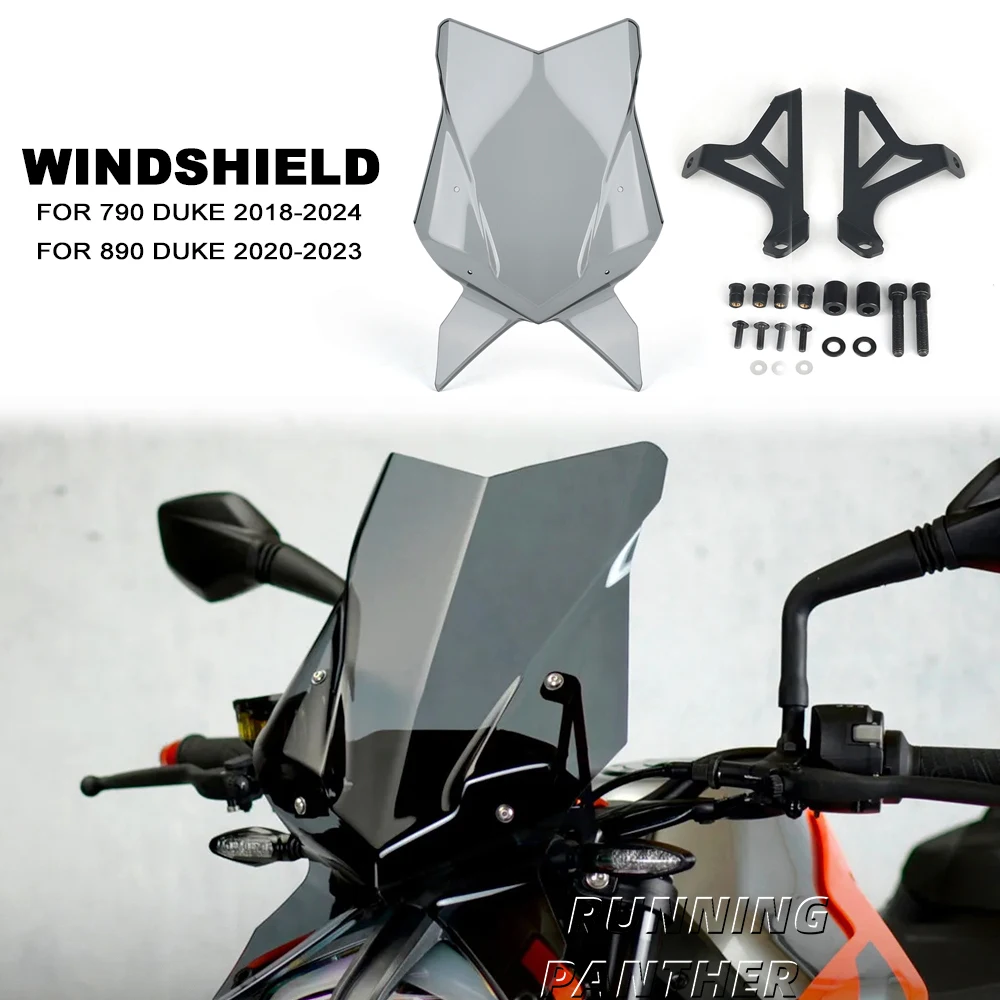 Motorcycle windshield windshield plate, and deflector are suitable for 790 2018-2024/ 890 2020-2023 3-color PC material