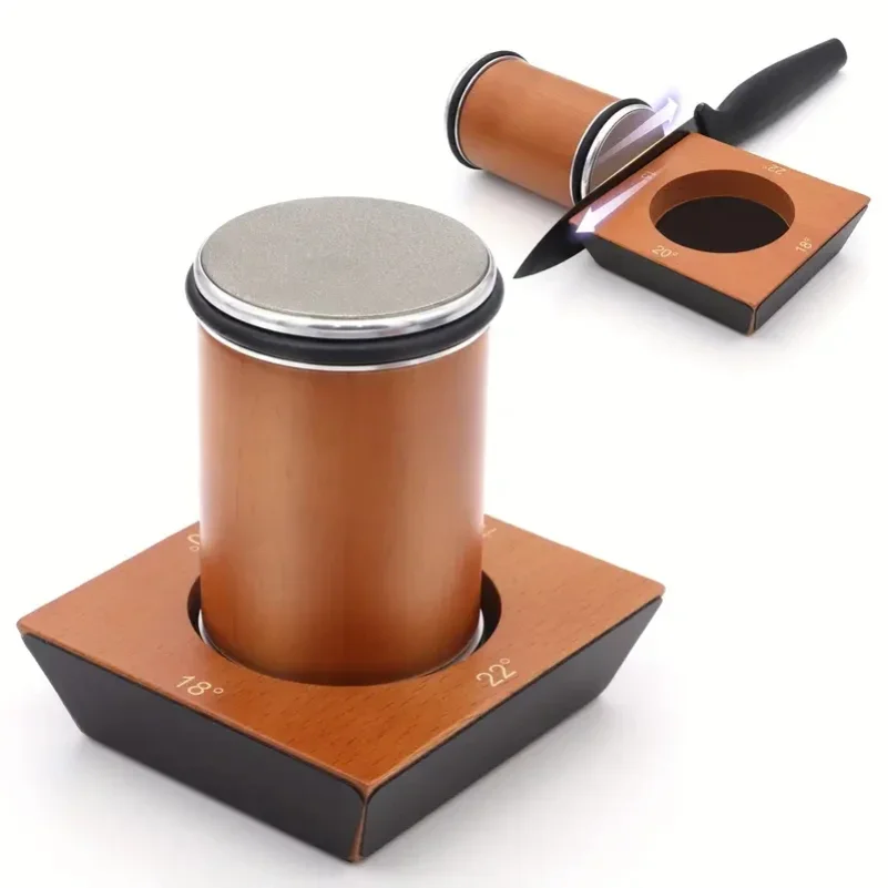 

New Wooden4 AngleRolling Knife Sharpener Kit For Straight Edge Roller Knife Sharpening With Industry Diamonds Chef Knife Set