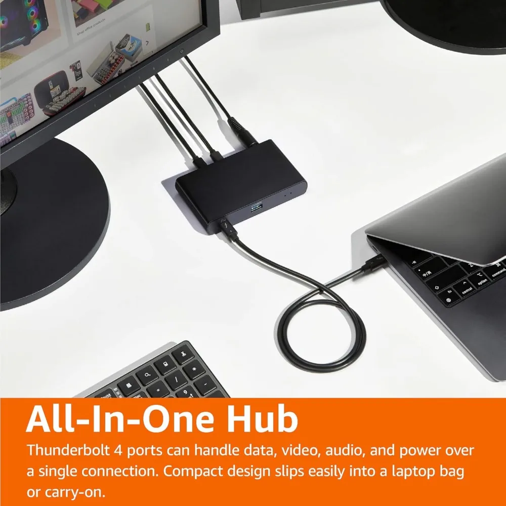 محطة إرساء Thunderbolt 4/USB4، شاشة مزدوجة 4K، شحن 85 وات، تصميم مدمج لأجهزة الكمبيوتر المحمولة #6