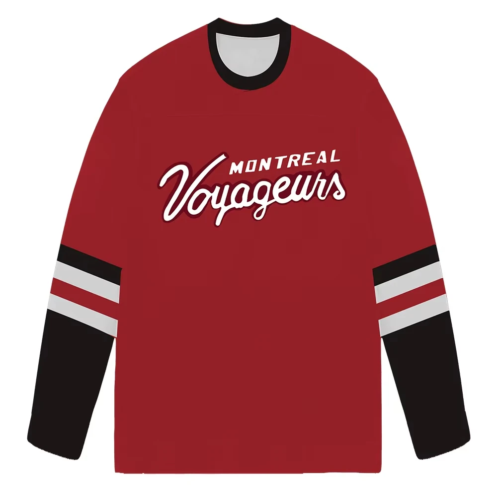 

2026 New Hockey Jersey with Blue and Gold Stripes and Wolf Emblem