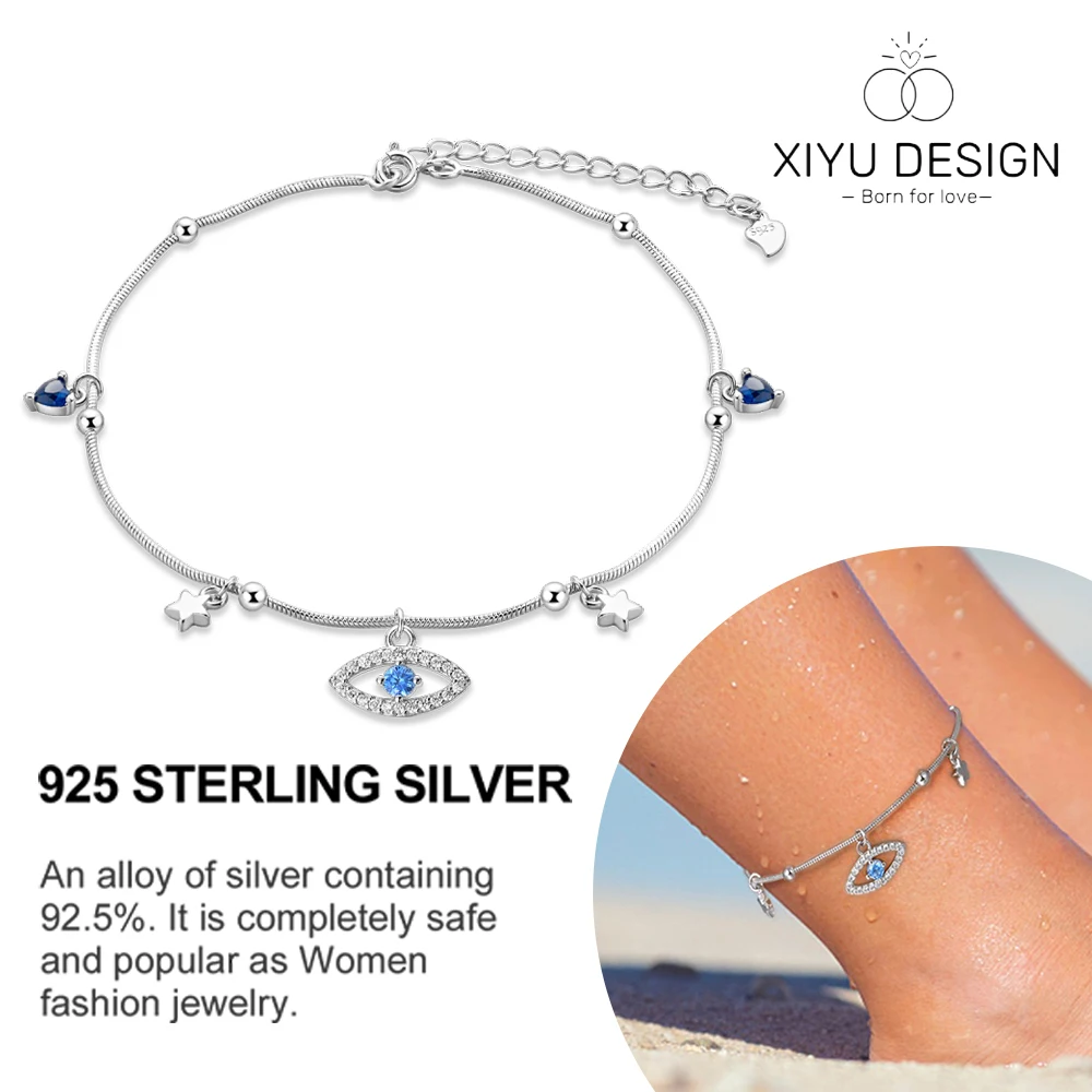 

Demon Eye Guardian Foot Chain 925 Silver Anklets Summer Beach Accessories Chain Anklet Gold Color Leg Bodychain Women Gifts