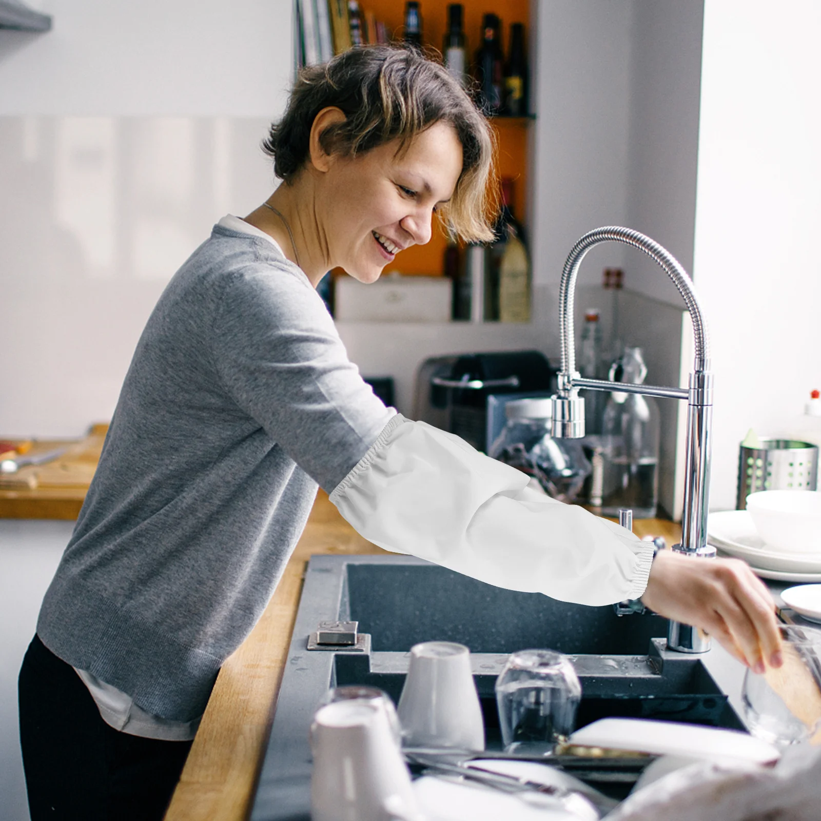 Waterproof Oversleeves 4 Pairs Oil-Proof Arm Sleeves For Cooking Cleaning Kitchen Gardening Household Work Reusable Long