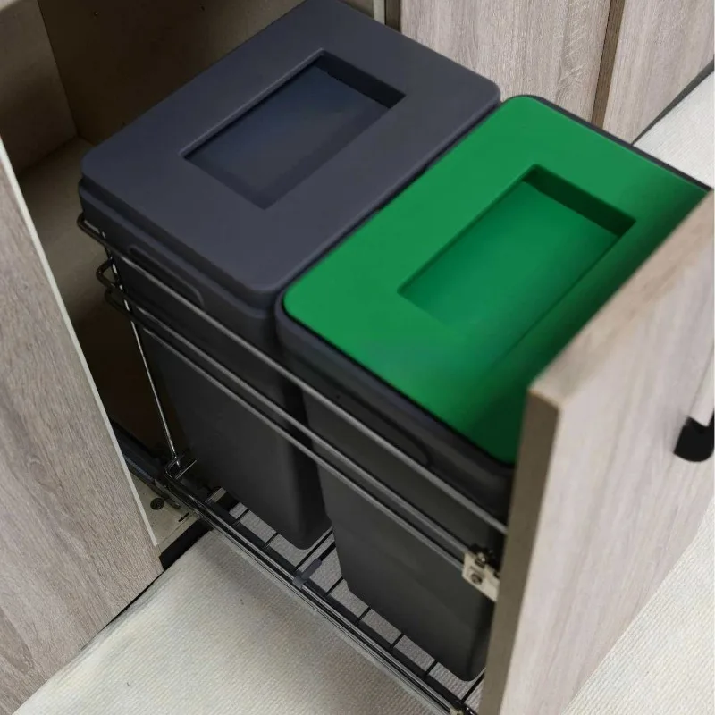 Suitable for Cabinet Storage & Organization, Built-in Cabinet Trash Can and Pull-out Basket