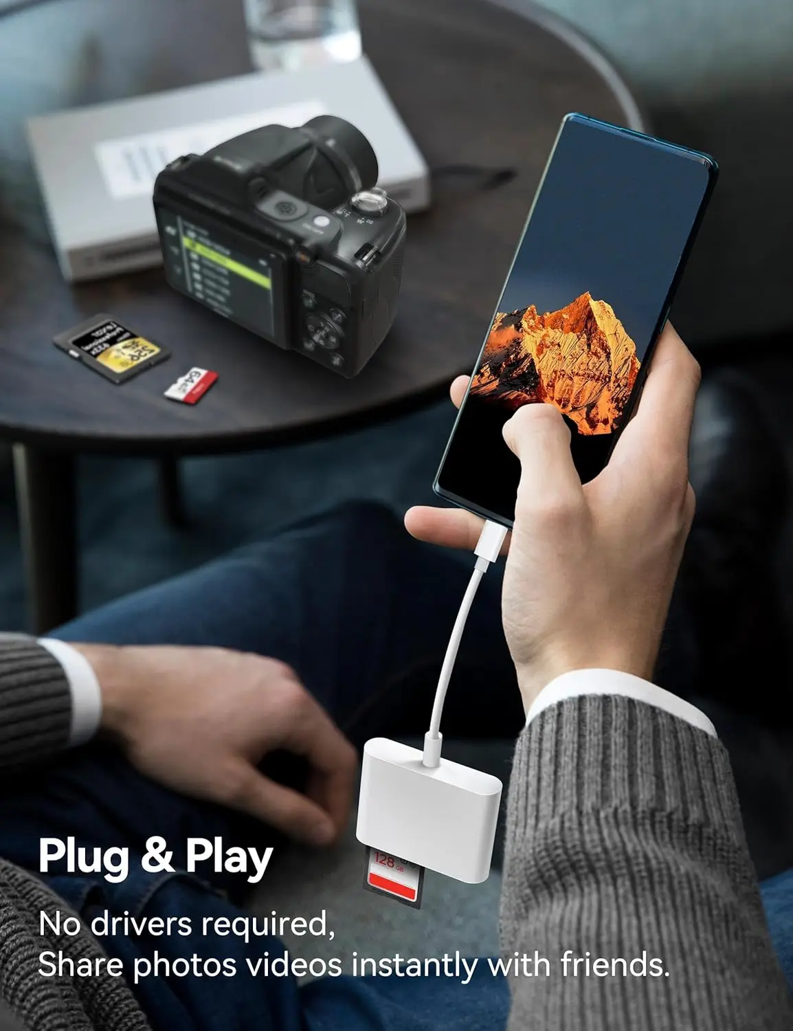 محول بطاقة SD من USB C إلى SD مع منافذ SD MicroSD USB 3، قارئ بطاقة الذاكرة USBC لأجهزة USB C/Type C