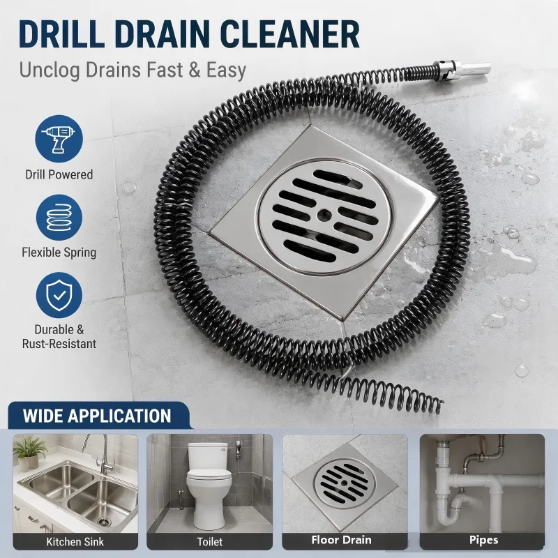 10mm Tight Coil Drain Spring, Toilet Kitchen Bathroom Floor Drain Clog Remover, Sewer Pipe Cleaning Tool, Plumbing Snake Auger