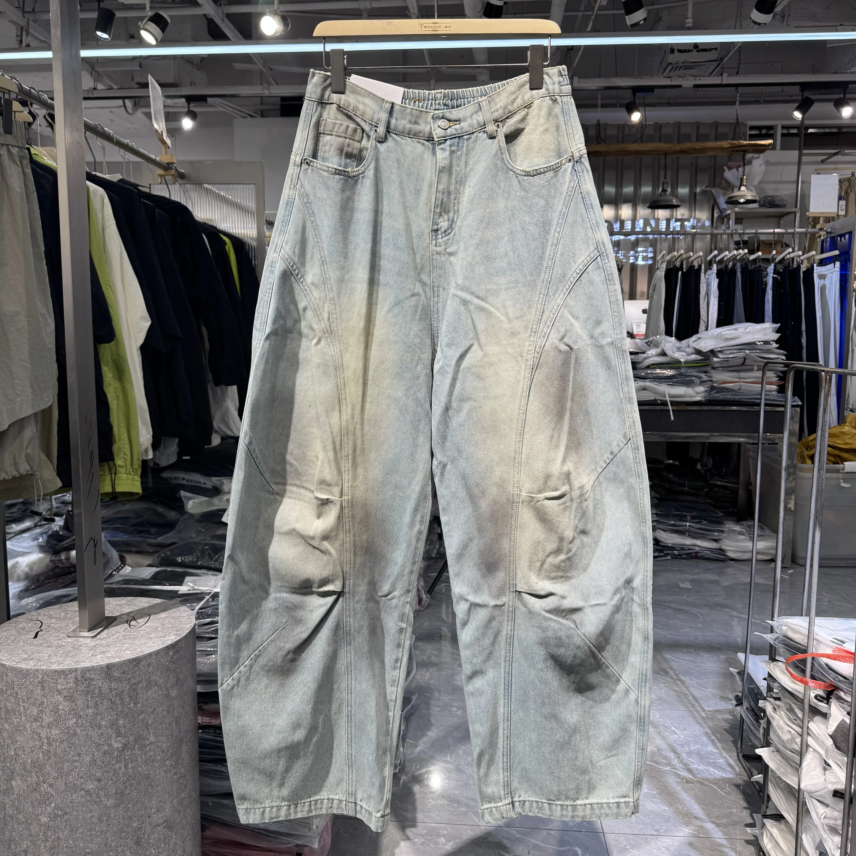 

Retro American Waed Denim Jeans Spring Summer New Loose Casual Wide Leg Pants Youth Trendy Straight Cut Loose Fit Jeans