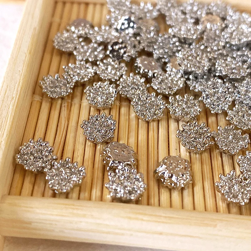 Bulk 100pcs 6-7mm Flower Stamen Alloy Flatback Embellish Beads DIY Earring Parts Findings Jewelry Accessory