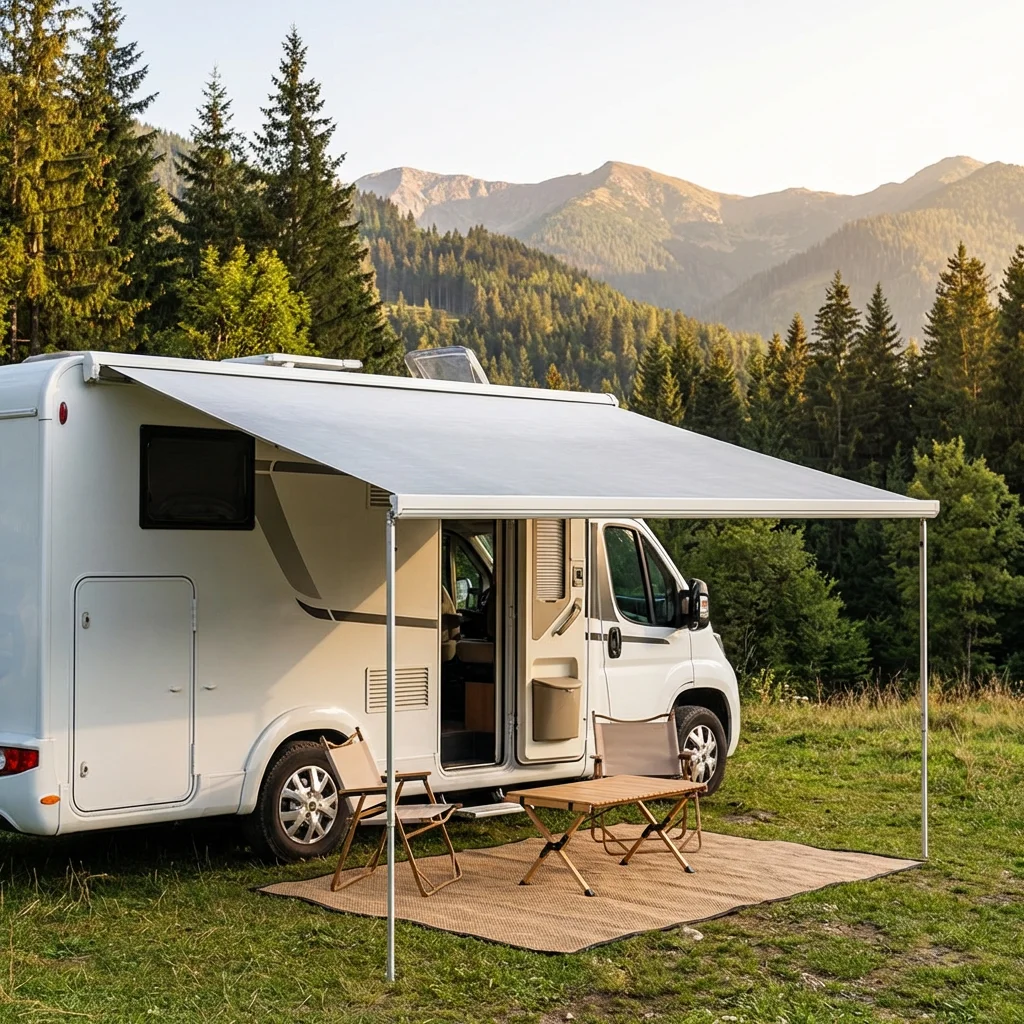 Durable Aluminum Frame Polyester Acrylic Fabric Outdoor Caravan Awning Anti-UV Waterproof Anti-Wind Automatic Control for RV