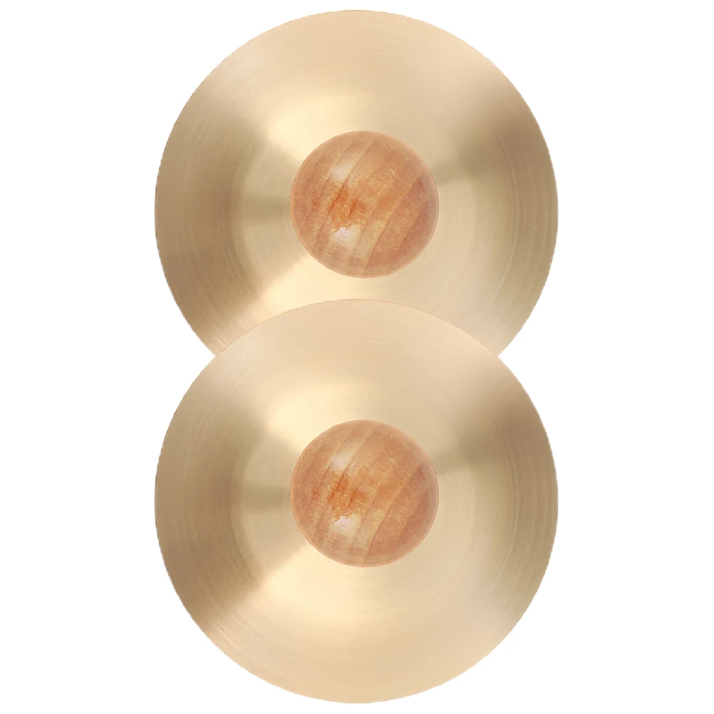 

2pcs Finger Handles Mini Instrument Kids Small Cymbal Toys Small Cymbals Finger Cymbals With Wooden Handles 9cm Bronze