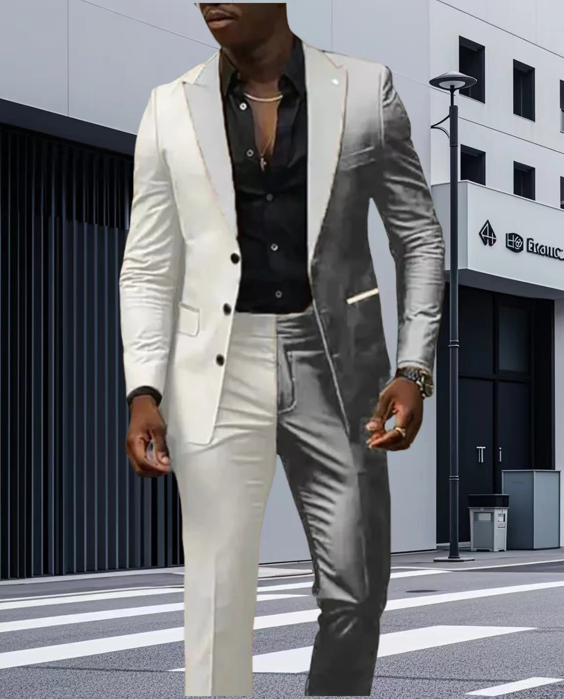 

Colorblock Mans Suit 2 Piece Set Blazer and Pants Set Single Breasted Formal Occasion Prom Business Suit Wedding Party