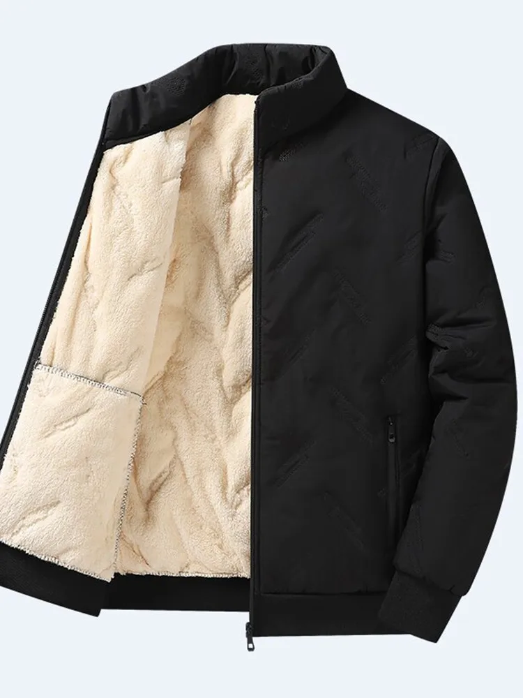 2024 Autumn and Winter New Fashion Sports Plus Fleece Thick Warm Cotton-Padded Jacket Men's Casual Loose Plus Size Coat L-8XL