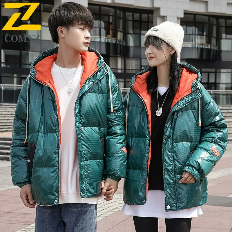 

Men's Parka Coat Winter Warm Cold Proof Outdoor Skiing Bread Jacket Windproof Travel Style Shiny Hooded Thermal Padded Jacket
