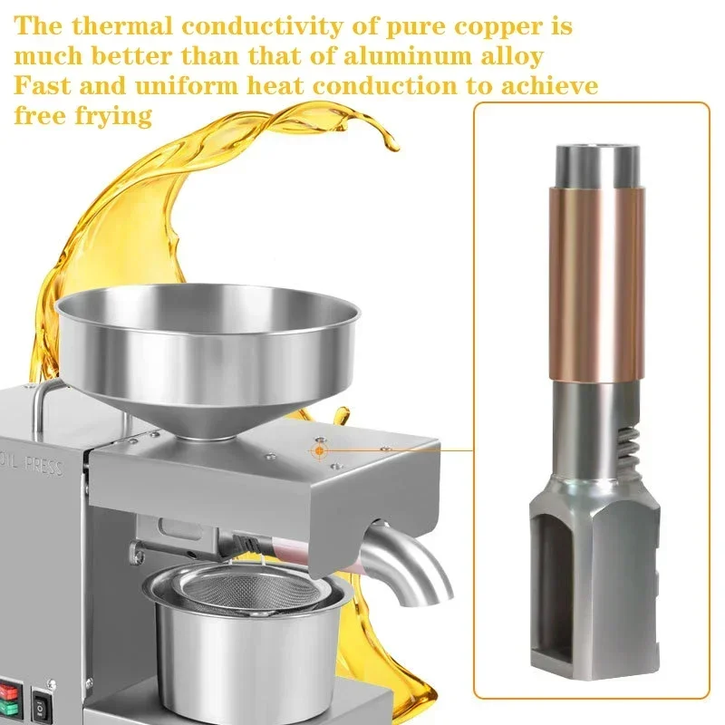 Prensa de aceite de linaza, prensa de aceite de maní y sésamo, Control de temperatura de acero inoxidable, prensa de aceite 610W 110V/220V