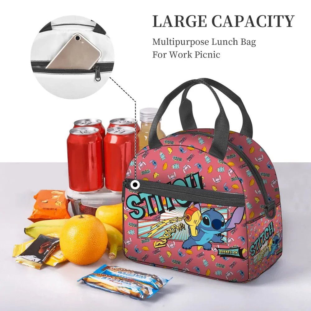 Stitch Stitch Lunch Bag Anime Peripheral Fully Printed Portable Shoulder Strap Insulated Lunch Box Can Be Worn Cross-body