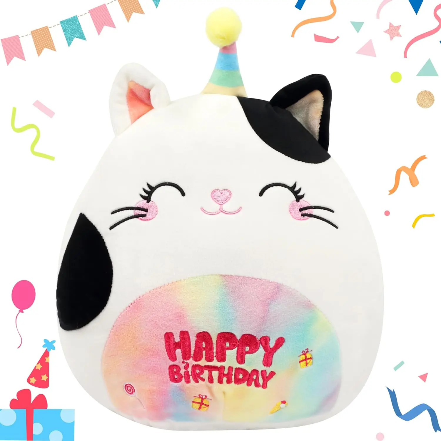 

12 inch Cute Cat Plush Toy Soft Stuffed Animal Pillow Happy Birthday Gifts for Kids