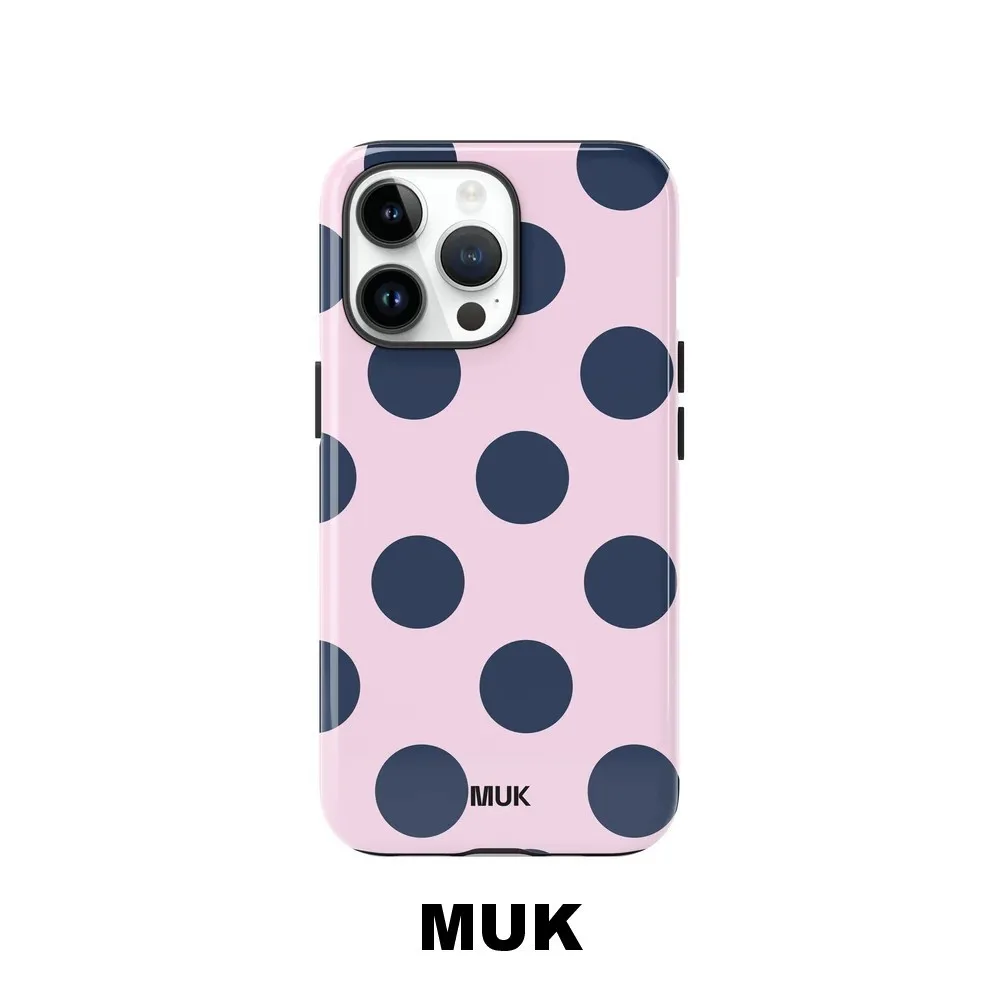 MUK Lilac Navy Dot Phone Case for Samsung Galaxy S20 S23 S24 S25 S26 FE Plus Ultra Edge 4 5G Double-layer Back Cover