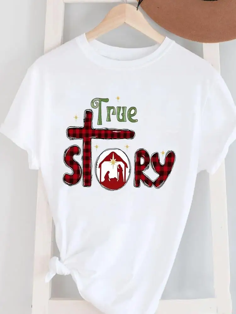 Kleding Vrolijk Kerstfeest Mode Nieuwjaar Dameskleding T Top Boom Letter Mooie Grafische T-shirts Shirts Print T-shirts met korte mouwen