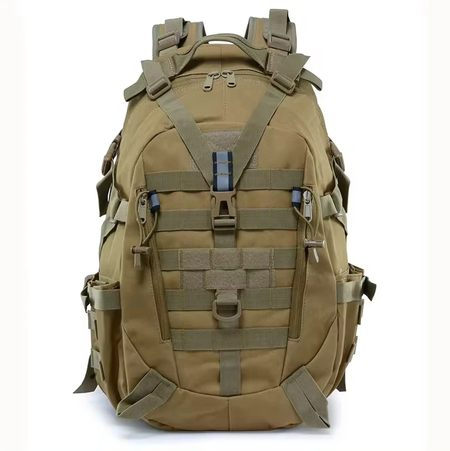 Outdoor tactical canvas backpack, large capacity, sports, mountaineering, hiking shoulder bag, professional camping