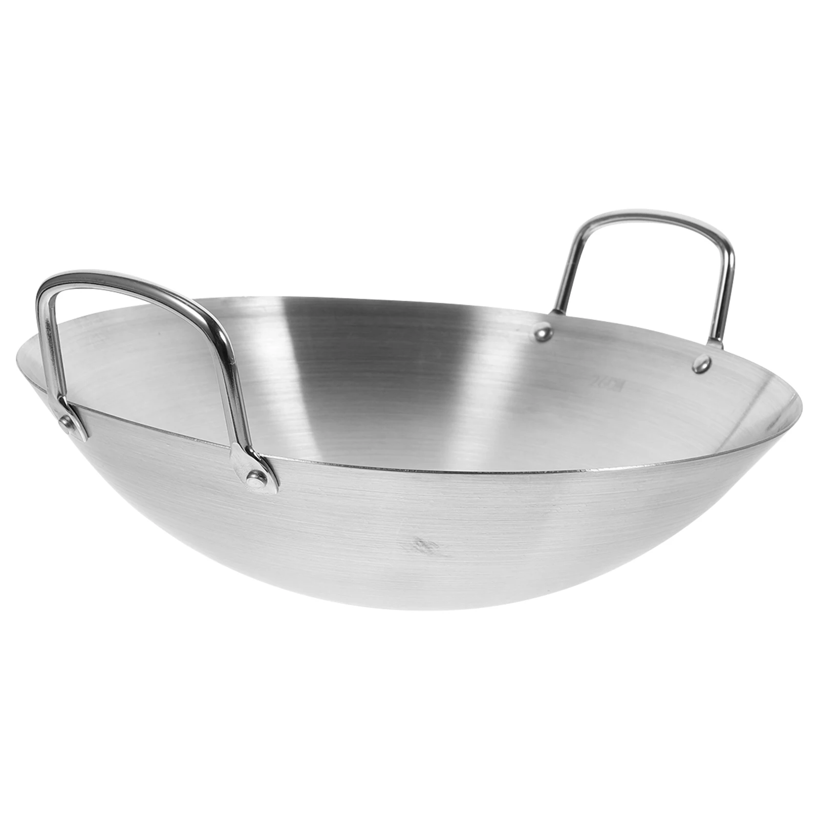 Stainless Steel Wok Round Bottom Pot Round Bottom Wok Large Fry Pan Large Capacity Saute Pan Stainless Steel Frying Pan