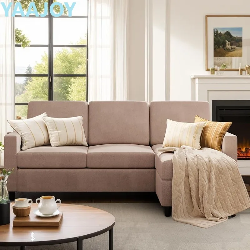 Shintenchi Sofa dengan bagian-bagian, set furnitur luar ruangan, bagian Sofa 3 kursi bentuk L, kain Linen Modern