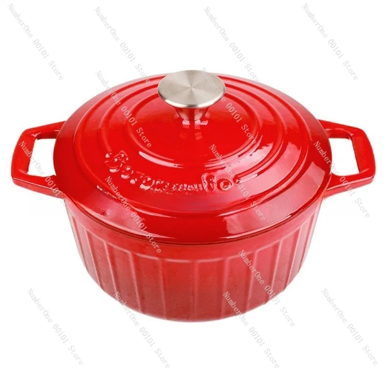 Enamel Cast Iron Pot Non Stick Stew Pot Seafood Cooking Pot Large Capacity Constant Temperature Cooking