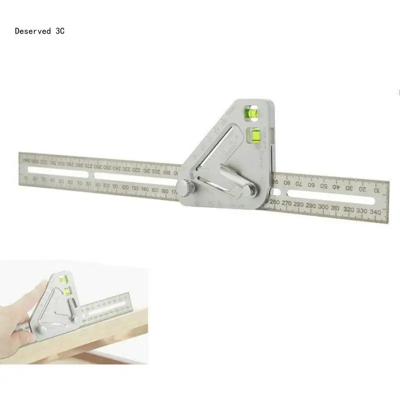 Woodworking Protractor Ruler Tools with Level Tool Metal Woodworking Ruler