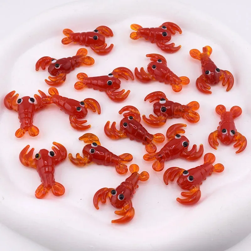 2pcs 30x23mm Handmade Lampwork Crayfish Beads For Jewelry Making Red Lobster Murano Glass Prawn Shrimp Bead DIY Pendant Gifts