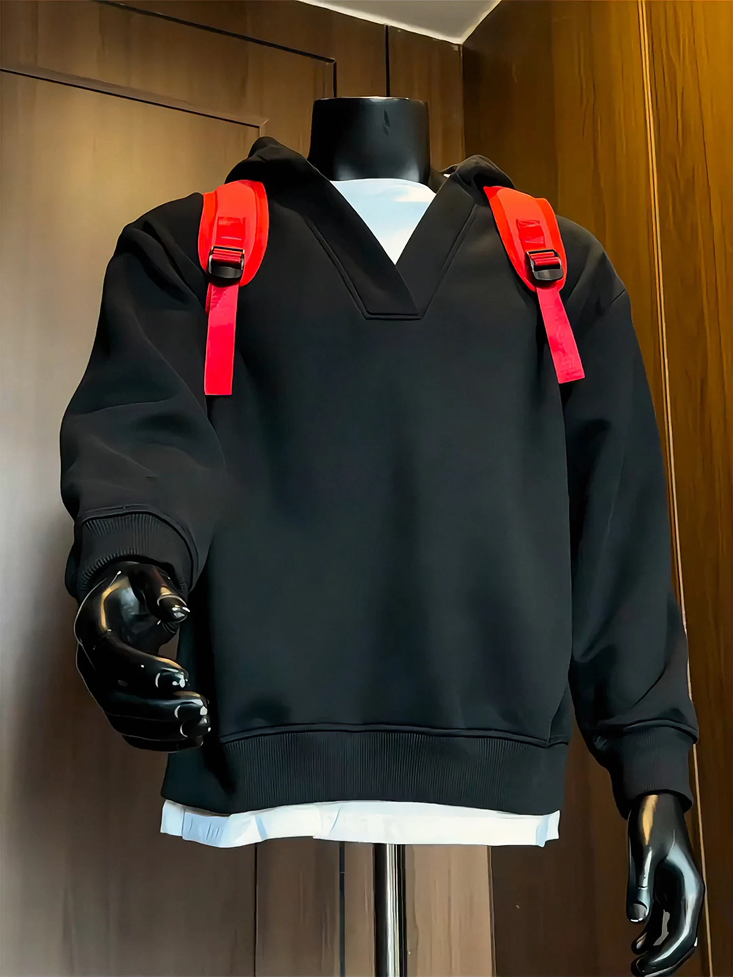 

Мужская толстовка Bla Hoodie с V-образным вырезом, базовая модель, верхняя одежда для пар, весна-осень, новая коллекция, стильный крой, длинный рукав, укороченная длина