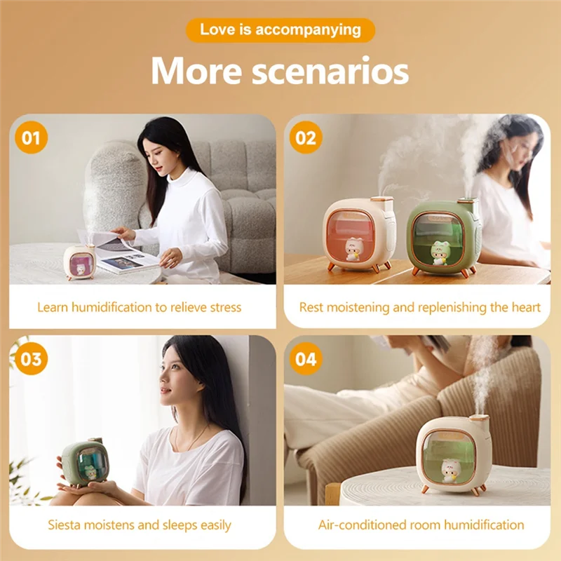 

B07B-Увлажнитель воздуха с героями мультфильмов, 500 мл, большая емкость, диффузор эфирного масла, милые куклы, двойной спрей, красочные огни