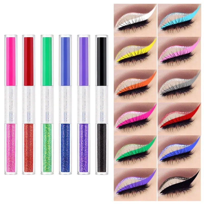 8 kolorów cienki perłowy eyeliner w płynie ołówek błyszczący jedwabnik cień do powiek w sztyfcie trwały gładki brokatowy eyeliner makijaż