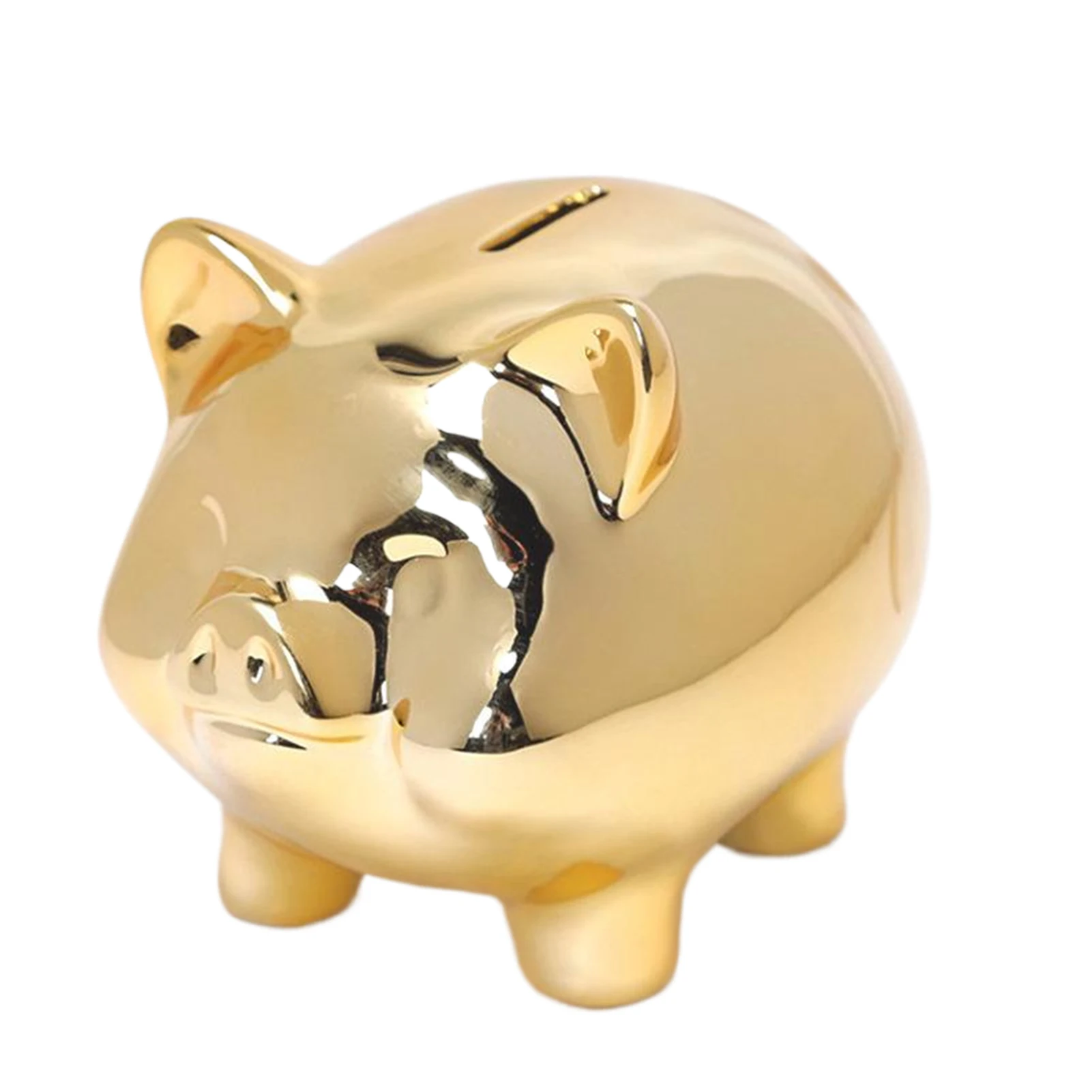 Ceramic Gold Pig Piggy Bank Cute Coin Piggy Bank Coin Saving Box Jar Coins Organizer Storage Box Creative Deposit Tank