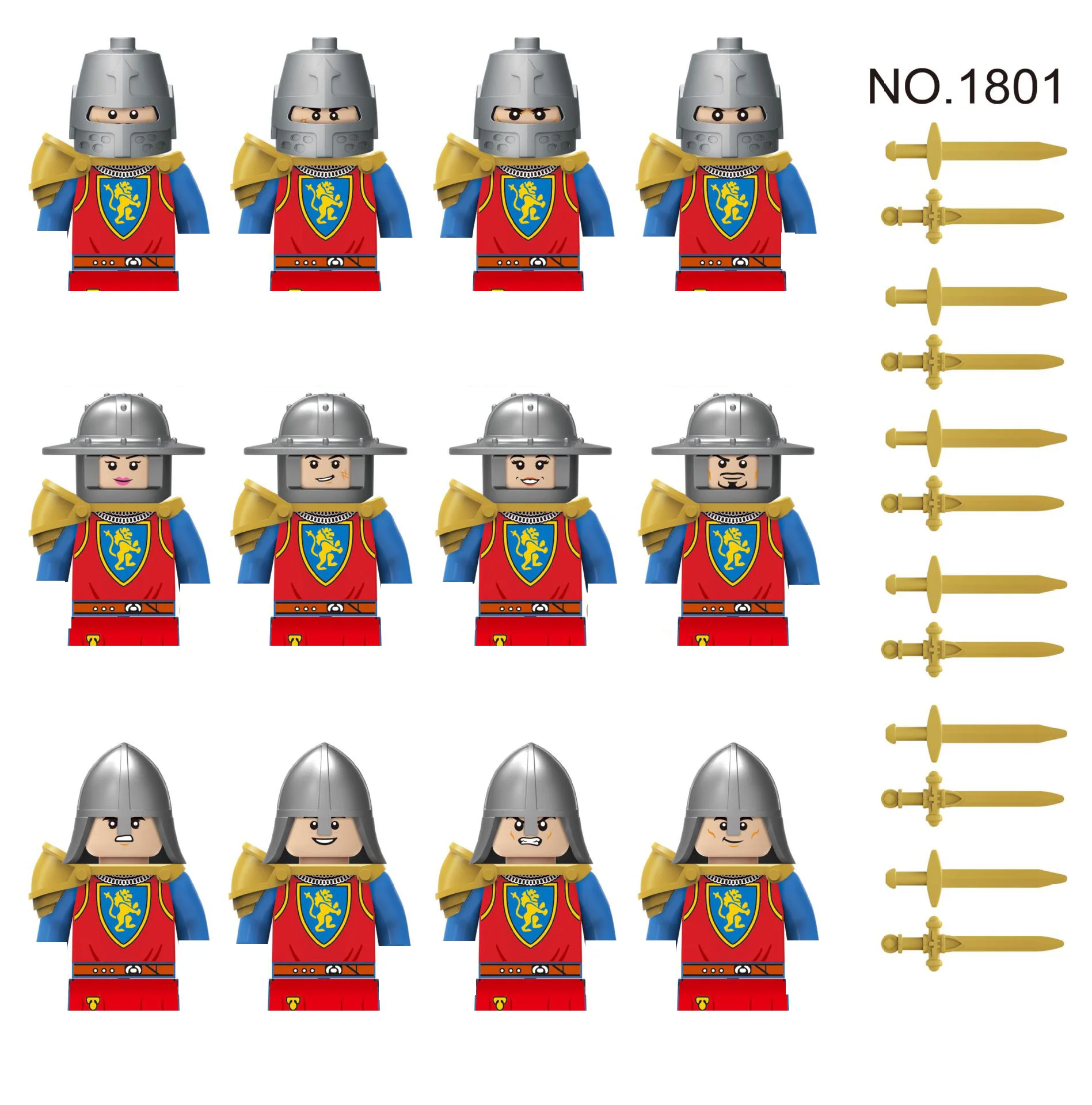 MOC Krieg Militär Mittelalterlichen Baustein Ritter Figur Krieger Soldat Speer Schwert Schild Diy Waffe Schloss Armee Zubehör Spielzeug