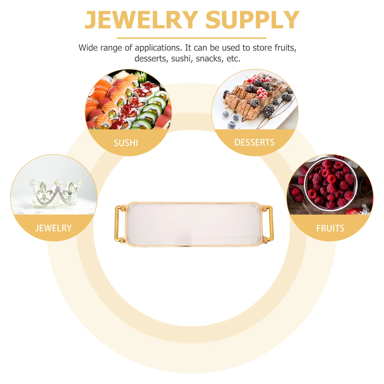 

Rectangle Tray Acrylic Jewelry Plate Multi function Household Supply Edge Three Compartments Durable Storage Fruits