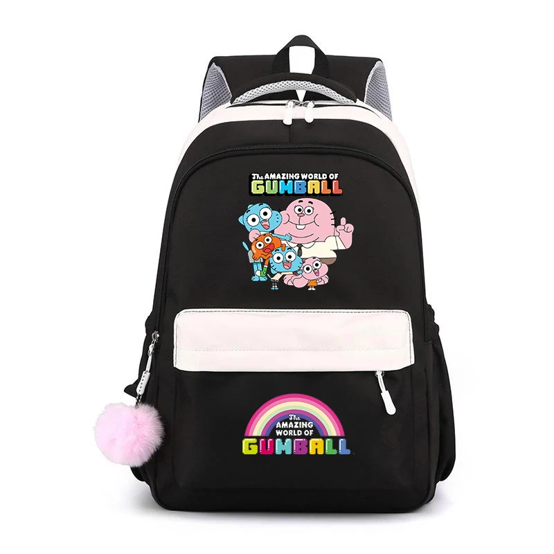 New The Amazing World of Gumball Backpack Cartoon Bookbag Boys Girls Schoolbag Primary Students Nylon Bagpack Travel Mochlia