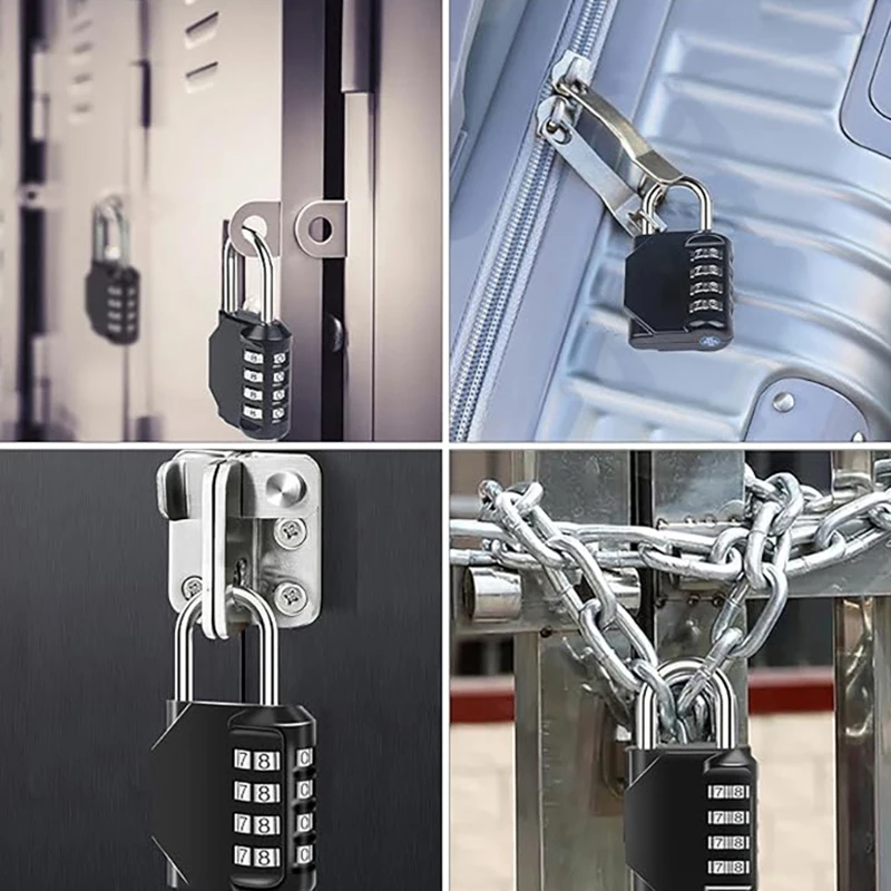 Metal Combination Lock Resettable 4 Digit Padlock With Combination Outdoor Padlock For Sports Locker, Fence, Toolbox, Gate, Case image 4