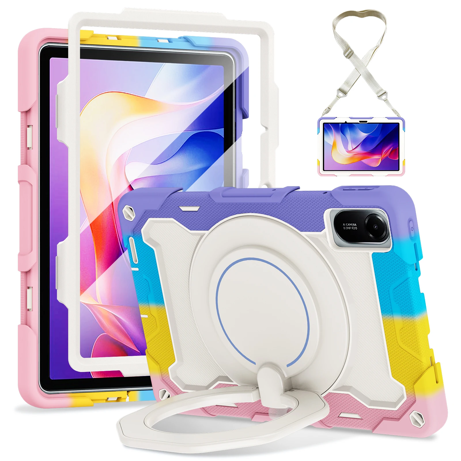 For Xiaomi Redmi Pad 2 11 2025 SE Mini 8.7 Pro 12.1 SE 11 10.61 Xiaomi MiPad 7 11.2 5 6 Pro 12.4 inch 360 Rotating Armor Case