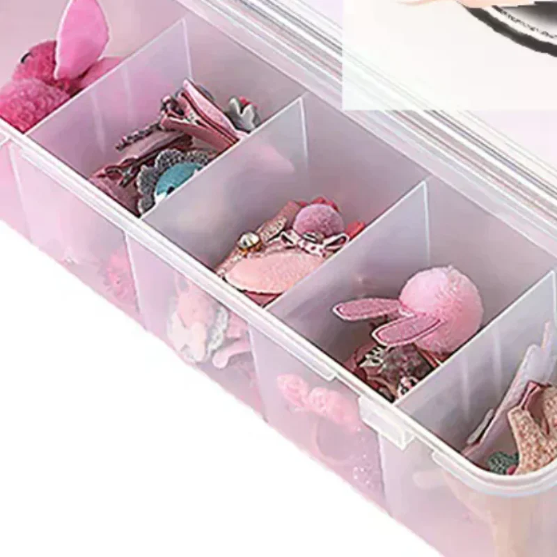 

Multifunctional Five Grids Hair Accessories Storage Box Jewelry Organizer For Women Transparent Compartment Desktop Storage Box