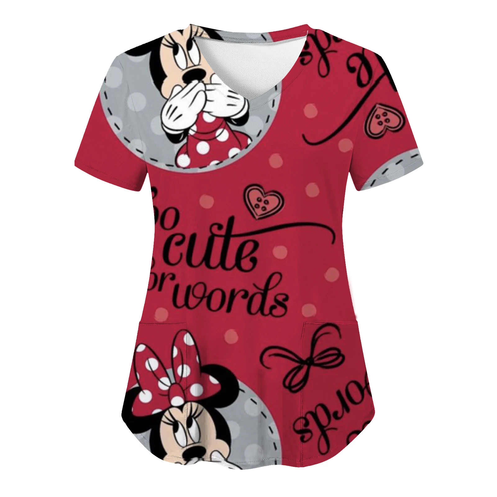 Tops minnie mouse t camisa disney camisas mickey topo feminino 2024 v pescoço mulher roupas enfermeira uniforme camisetas hospital camiseta