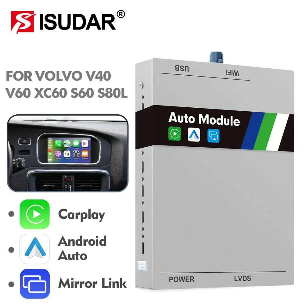 ISUDAR Wireless Carplay For Volvo V40/V60/XC60/S60/S80L 7 inch Screen AI Box Decoder Android Auto Hicar Support Camera Airplay