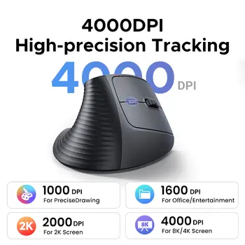 Bezdrátová myš UGREEN Vertikální 2,4G Ergonomická 4000DPI 6 tlačítek pro ztlumení zvuku pro MacBook Tablet Notebooky Počítač PC Myš Černá Růžová 8 nejlepší prodej počítačová myš Westrom - №6