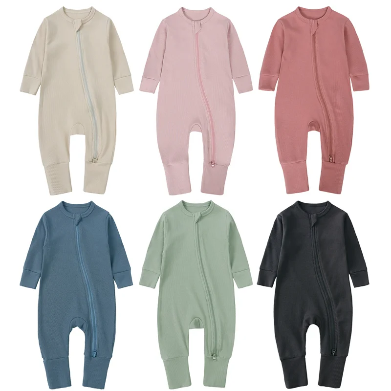 Baby Clothing Bamboo Fiber Jumpsuits 0–24 Months Spring and Autumn Long Sleeves Zipper Rompers Newborn Boy Girl Outfits
