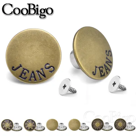 10pcs Jeans Button Replacement 17mm Metal Jeans Buttons No-Sew Nailess Removable Button for Jacket Coat Pants DIY Sewing