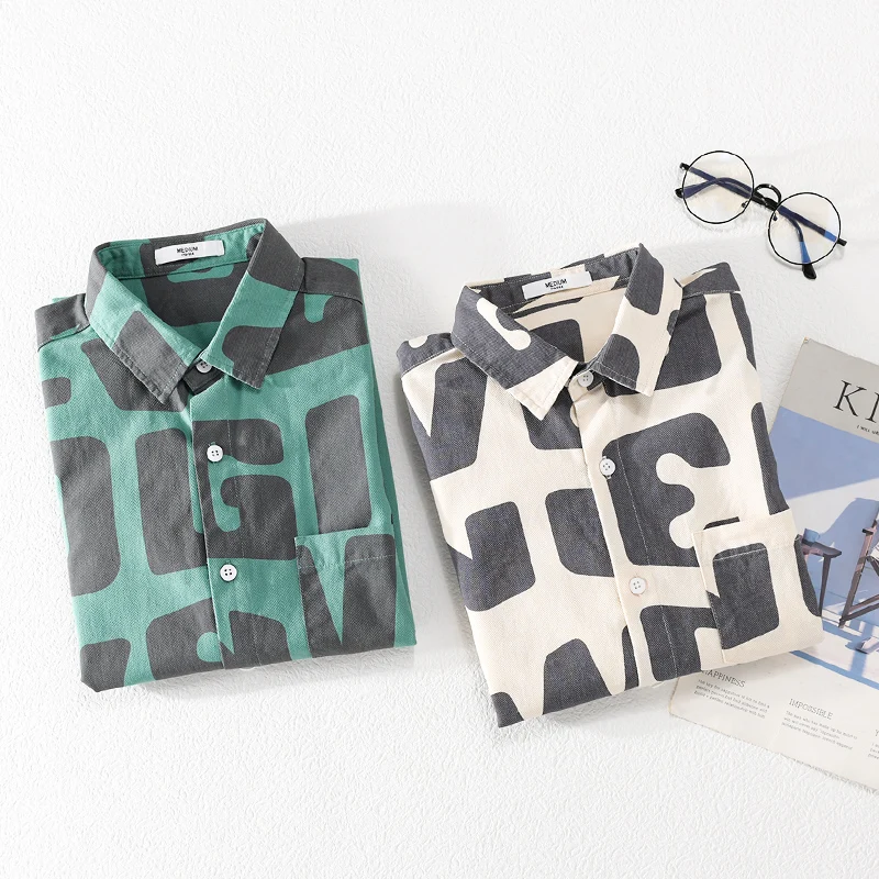 New Style Short Sleeved Casual Printed Cotton Shirt Men Brand Fashion Comfortable Top Clothes Chemise Homme Fast Drop Shipping