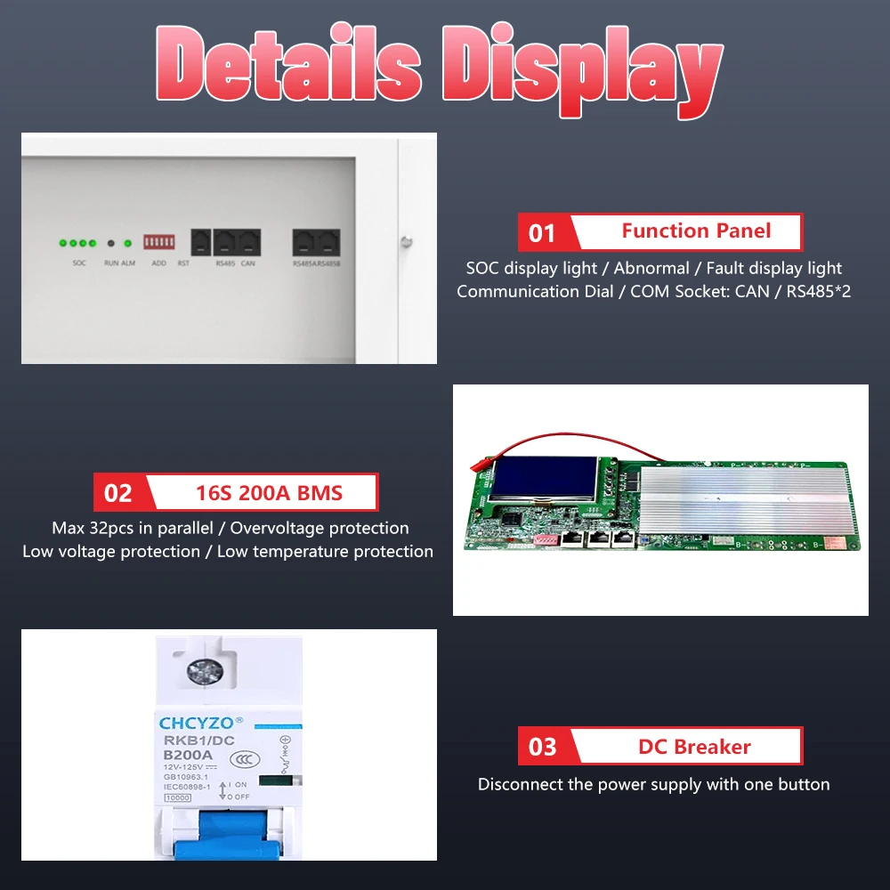 LiFePO4 Battery 48V 600Ah Lithium Battery 51.2V 300Ah 15KW 6000 Cycles Bluetooth BMS CAN RS485 LED Display For Solar EU No Tax