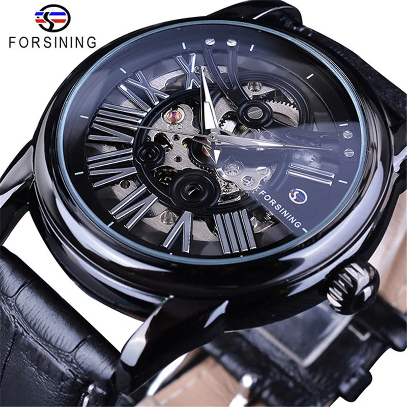 Free Shipping OUTLETSNewforsining European American Style Men's Fashion Casual Hollow Movement Automatic Mechanical W