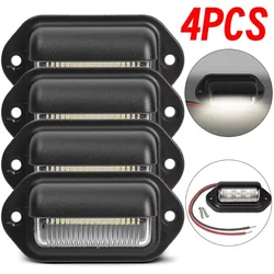 1/4PCS Car Truck License Plate Lights 12-24V 6 LED Universal Waterproof Truck Tail Light License Plate Lamp White Bulbs Car Part